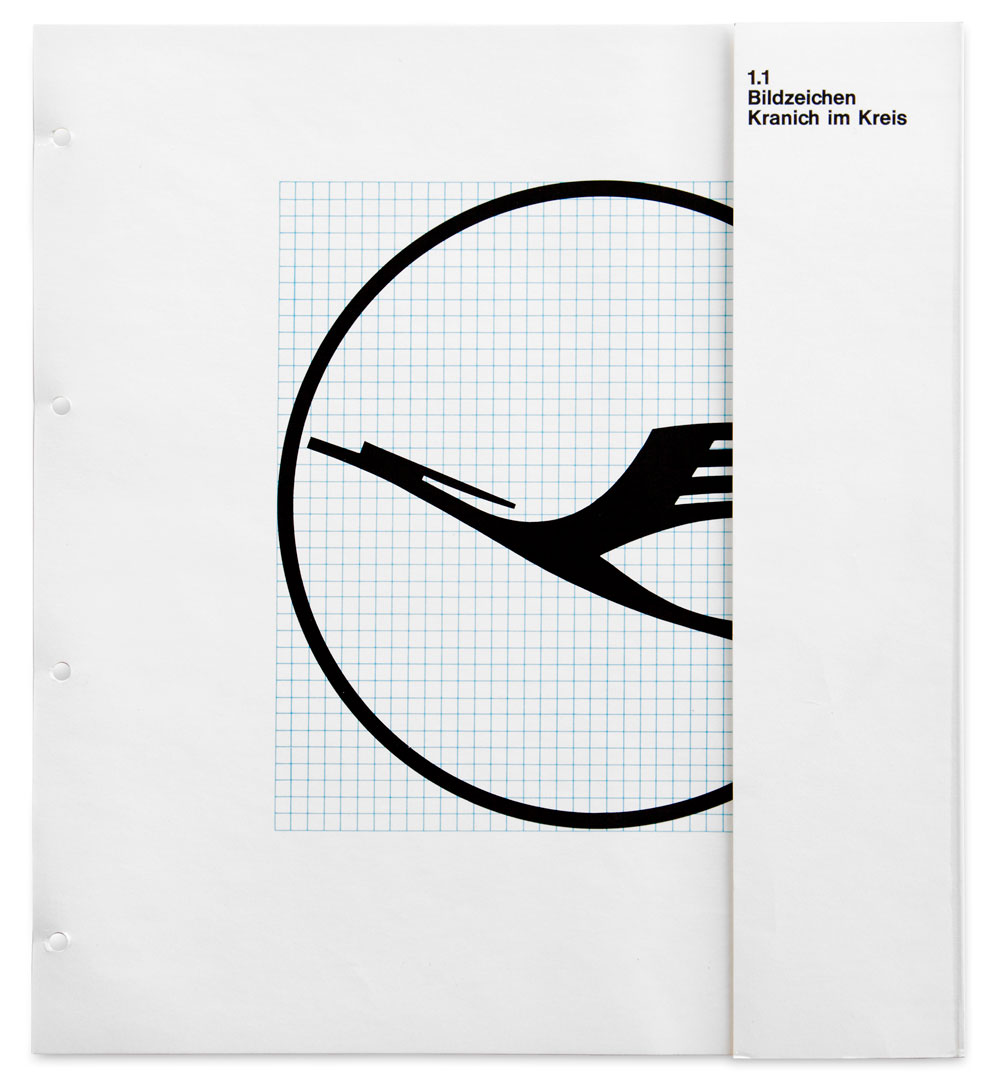 Otl Aicher, 1963, Lufthansa, Manual Bildzeichen Kranich im Kreis