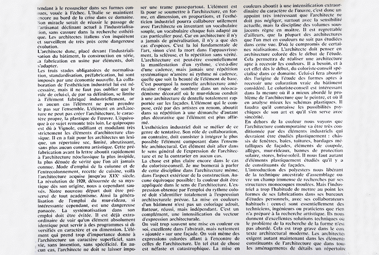 <p>Esthétique Industrielle n°60, « La création architecturale et son orientation », mars - avril 1963 page 2/2</p>