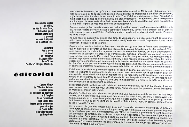 <p>Esthétique Industrielle n°44, « La Table », janvier - mars 1960 page 1/2</p>