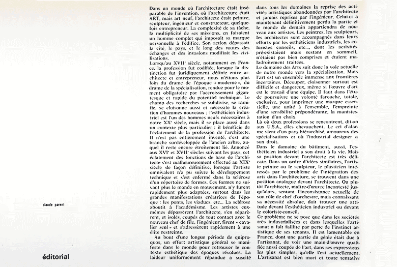 <p>Esthétique Industrielle n°60, « La création architecturale et son orientation », mars - avril 1963 page 1/2</p>